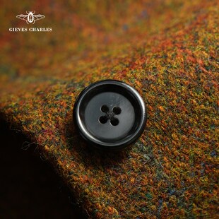 外套秋冬保暖休闲西服男 英国面料纯羊毛窗格纹粗花呢猎装 MOON