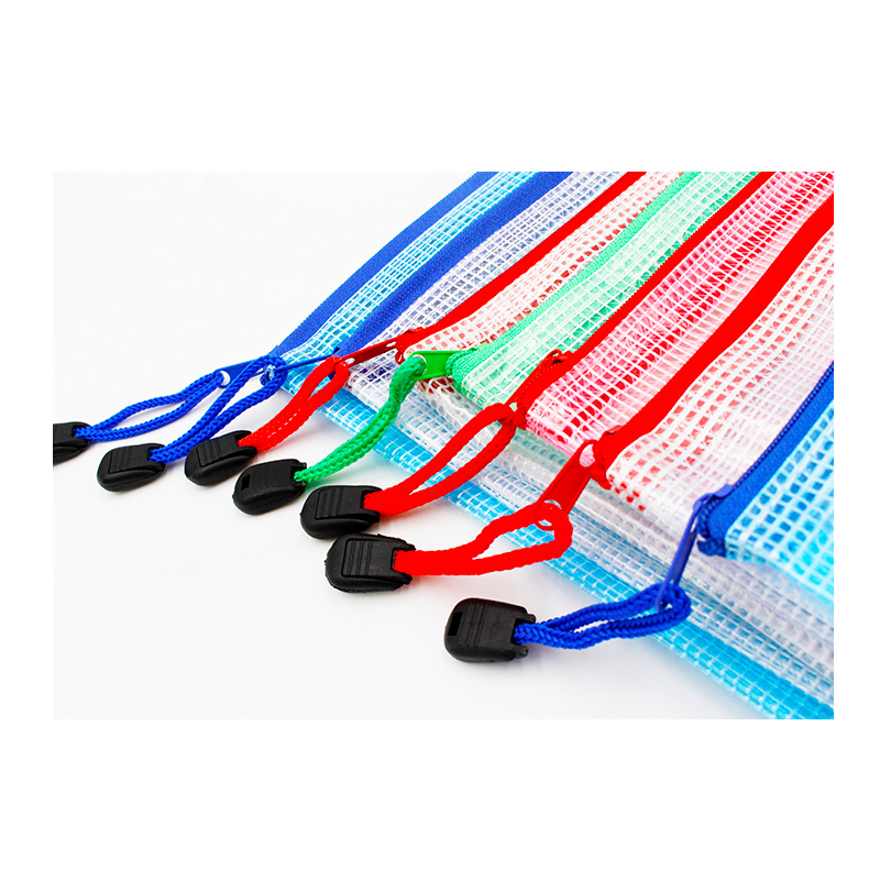 十个包邮加厚文件袋透明A4网格拉链袋A3试卷收纳袋A6防水笔袋定制