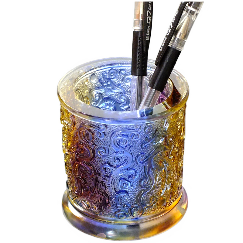 琉璃笔筒办公桌摆件男士高档创意送同事离职礼物纪念退休领导实用