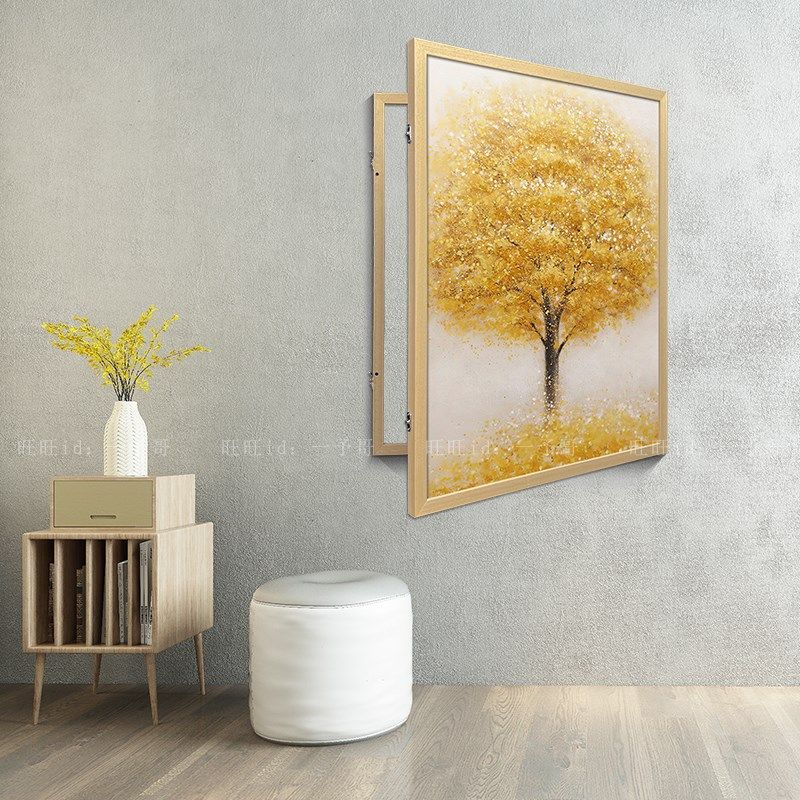 发财树电箱实木框遮挡装饰画摇钱树配电箱盒子消防栓遮挡开门式画,家居饰品,电表箱装饰画,淘宝优惠券,粉丝福利购,淘宝优惠卷