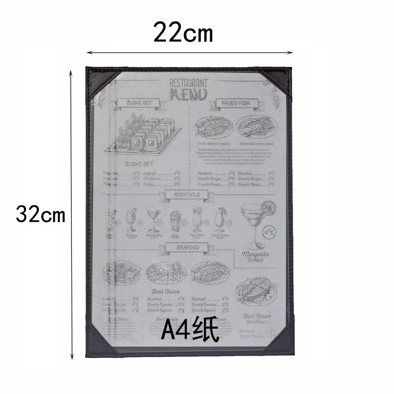 A4皮质插角点菜单本酒水单价目表菜谱本封皮餐厅双页手写菜单本子