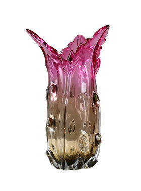 加厚琉璃紫色聚百财花瓶客厅插花玄关餐桌样板房电视柜高级装饰品