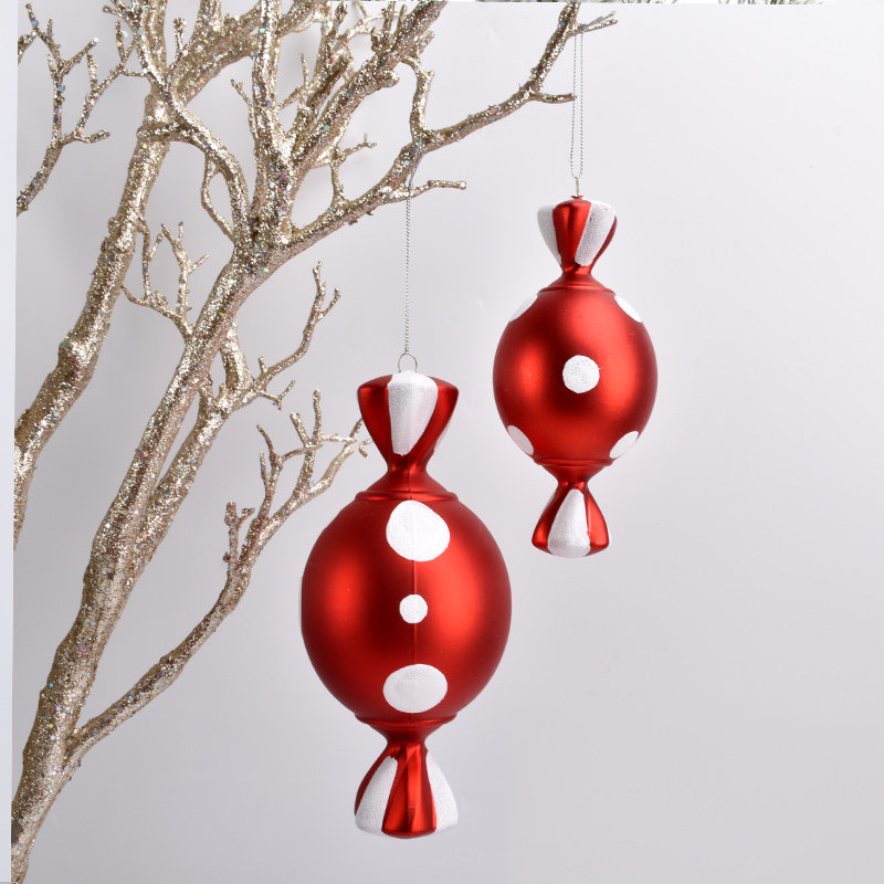 圣诞树装饰品 节日布置糖果吊饰15-20CM红白糖果挂件儿童拍摄道具