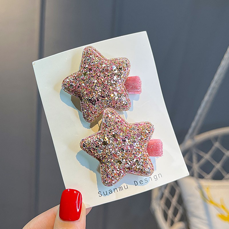 儿童可爱亮片五角星星发夹宝宝刘海碎发边夹小女孩碎发卡头饰女童