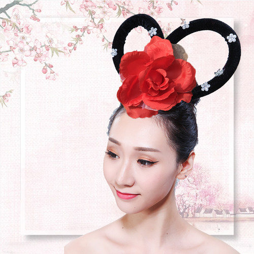 大号桃夭舞蹈头饰丫鬟七仙女头饰古典舞蹈古装头饰演出汉服假发套