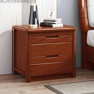 床JMX头实木柜简约现代新中檀式红金丝胡黑桃榉木色宽窄床边收纳