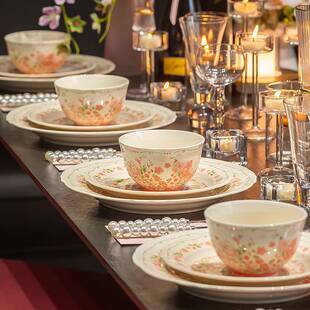 釉下陶餐具乔送瓷礼碗彩盘碗碟套装家用高颜值碗筷Z1204餐迁具结