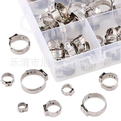 1钢20pcs盒装304不锈软卡箍管箍压软管夹组合耳套件合单VCG无极喉