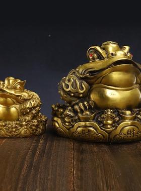 黄九子金蟾摆件铜38八方公纳财金蟾客办室开业礼品铜厅器