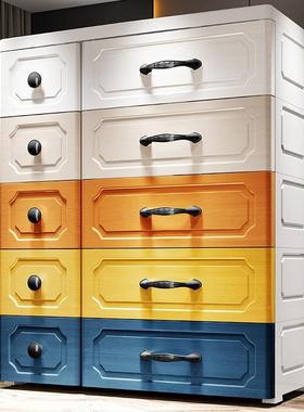 五大号特收纳柜加厚储物柜宿子舍马卡龙零食柜塑料75宽抽75216-5