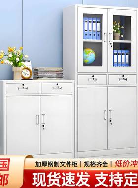 铁文件柜办公室钢制皮资料凭档案柜家柜用防尘带AL123锁书证柜储