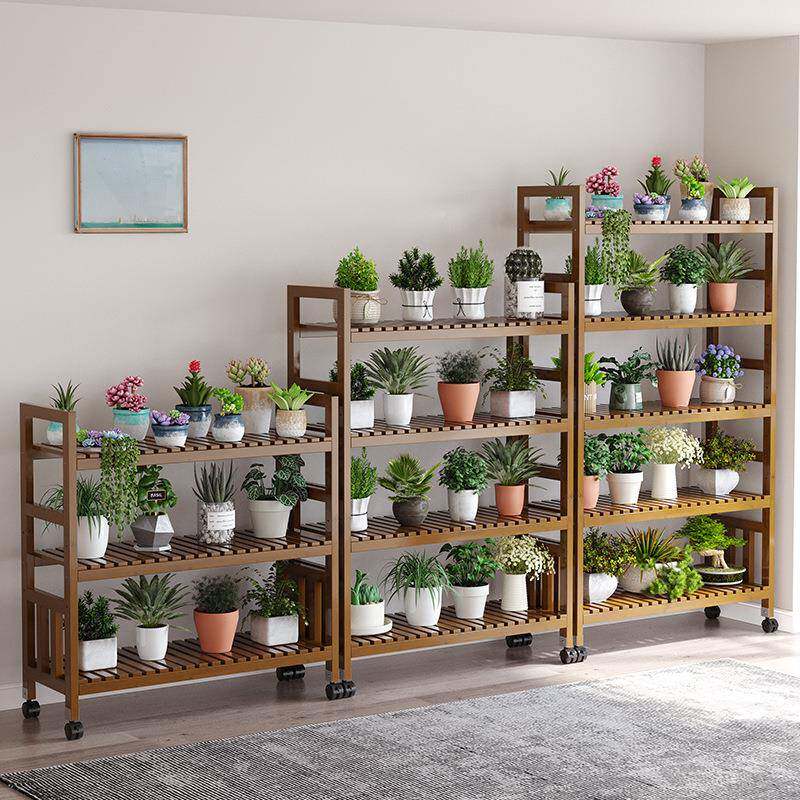 可KYDHJ移动外花盆架阳台带滚轮落地户架子花架大厅盆栽架客厅花