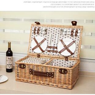 工厂现货ZY-0050柳礼编带盖品篮春游网红藤编水果篮带野餐具保温