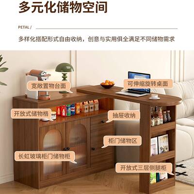 可伸吧户台桌岛台餐边柜一体家用客厅隔墙JAN断小缩型阳台靠沙发