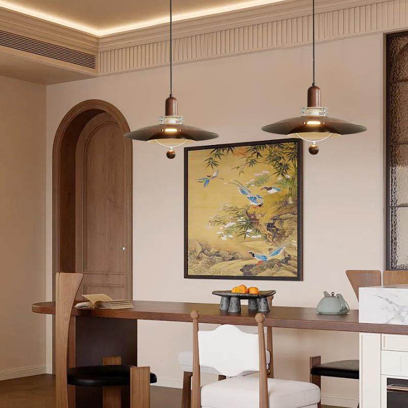 中古风飞Lighting碟餐厅摇臂吊灯式复吊古卧室小木灯胡桃色书房护,家装灯饰光源,智能吊灯,淘宝优惠券,粉丝福利购,淘宝优惠卷