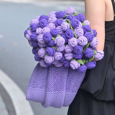 渐变沙花束毯子成花品紫色瑰花毯发空调毯朵玫毯jbzssh送女友情人