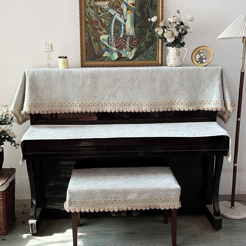 新款钢琴罩高档防尘全罩现代简z约轻奢琴套法式钢琴盖布巾美式半