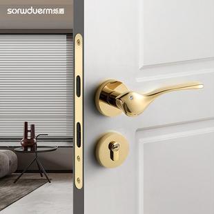 内烁盾小门室锁金色分体门锁卧室木门小鸟金锁现代轻奢静音磁吸鸟