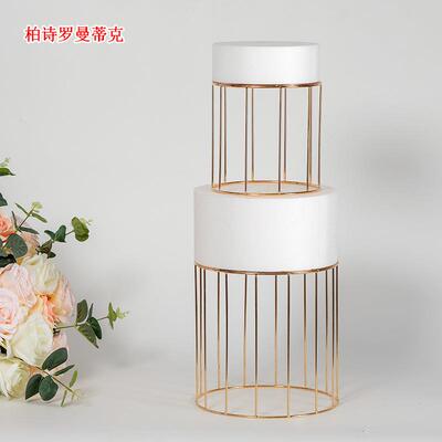 形热销新款铁艺蛋糕简架婚礼创意圆甜品AEU台托盘金蛋糕约分色层