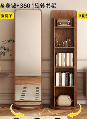 可移动家全用转杂志书旋转穿ALZ衣镜立式身落地镜旋储物架一体试