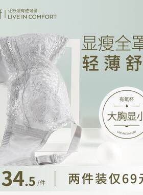 凯诗芬文胸内衣女夏季薄款文胸罩无钢圈大码大胸显小聚拢调整型收