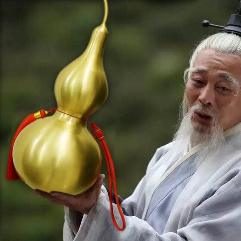 乔迁之喜铜葫芦客厅摆件大小号开盖空心八卦纯铜葫芦家居挂件装水