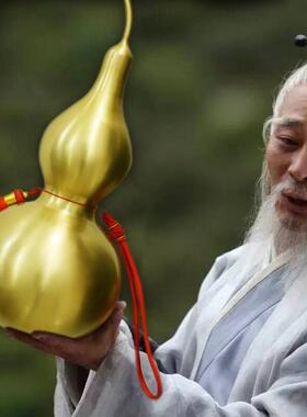 乔迁之喜铜葫芦客厅摆件大小号开盖空心八卦纯铜葫芦家居挂件装水