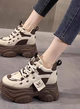 内增高女鞋新款ins爆款百搭防滑厚底小个子内增高9cm老爹鞋