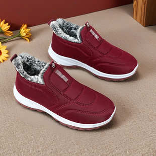 加绒加厚保暖休闲舒适棉靴时尚 女鞋 新款 冬季 软底防寒防滑 棉鞋