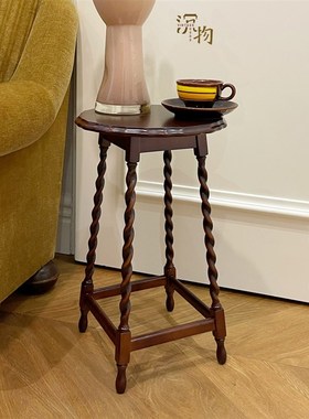 【花腿小边几】沉物家居西洋中古古董复古复刻法式木花架花几边桌