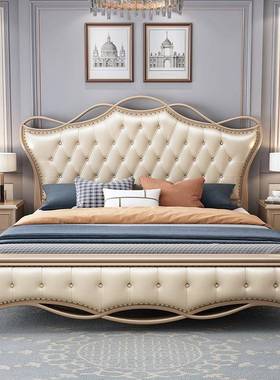 美实木双床1.8米35166人主卧床1式式.5米欧轻奢公主床简约婚床