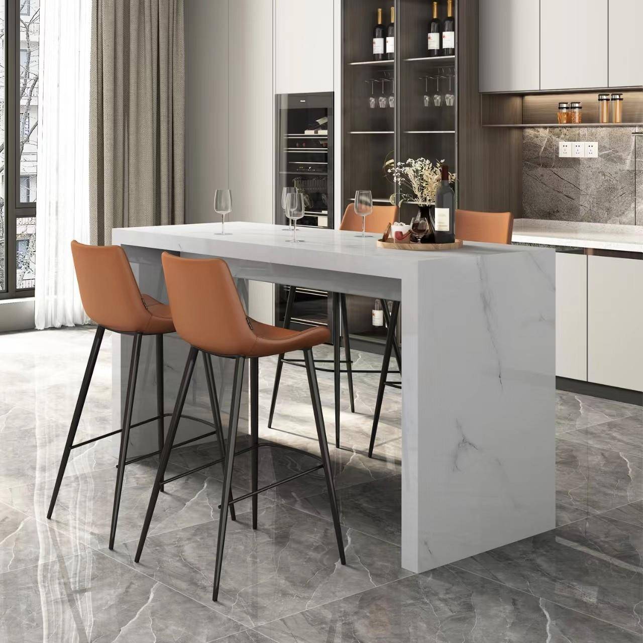 大石家吧台中岛台餐桌一体折叠开放式客厅VAO厨房理多功用物能储