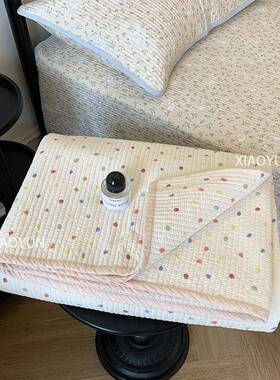 波点纯棉床厚盖三RJC件套柔软亲加全棉肤单床四季通用榻榻米炕盖