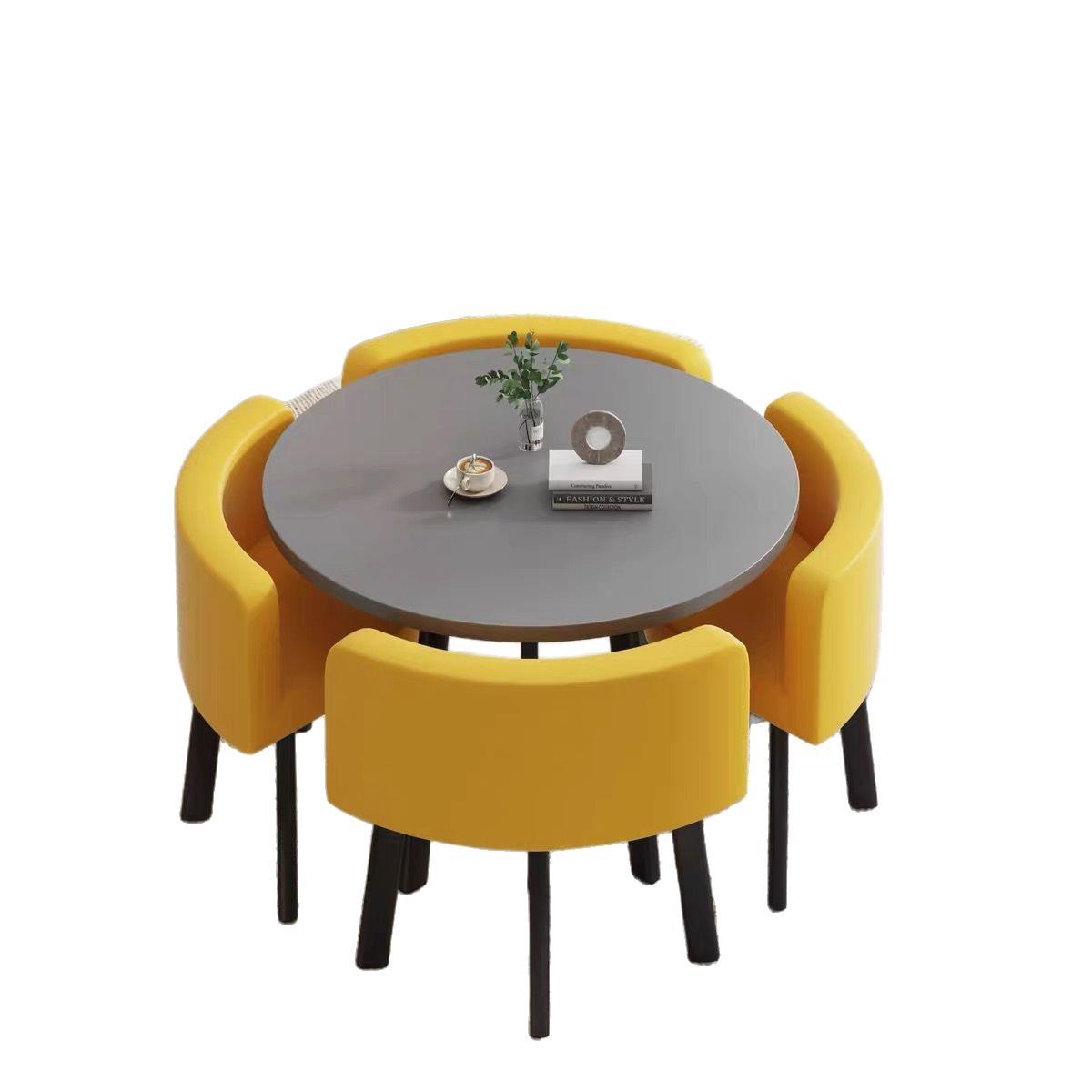 收纳餐桌家客小户型公可寓饭桌商店铺面洽谈桌椅组用合会91820接待圆桌