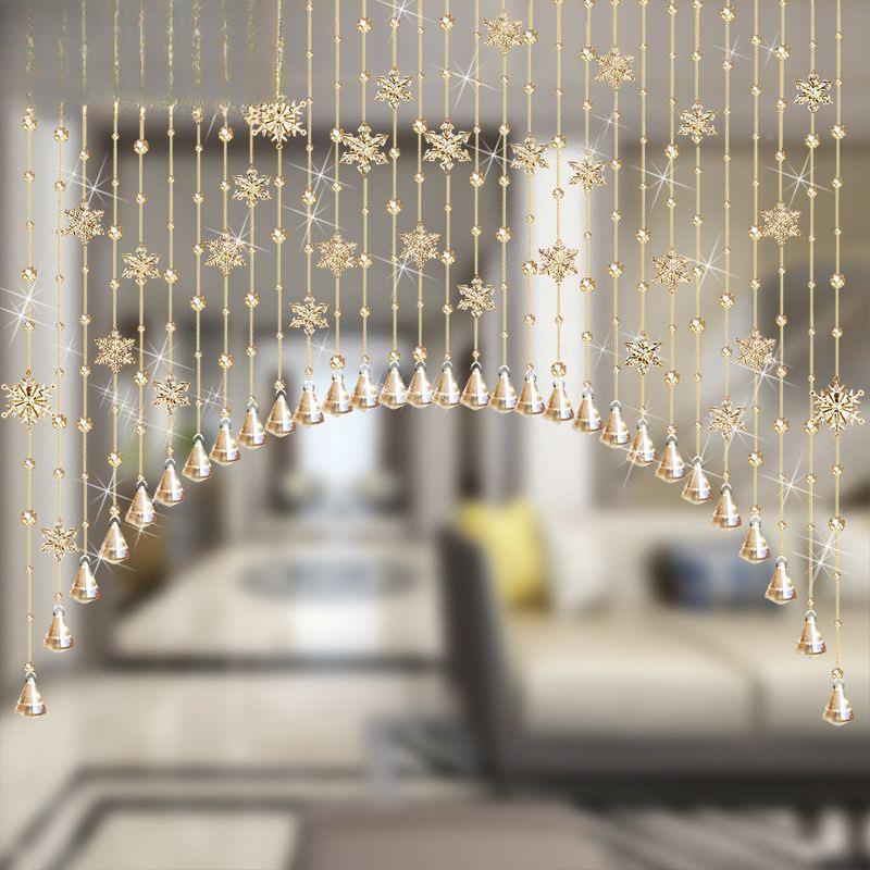 水晶珠帘花帘EYX挂厅帘家用卧室客隔断门帘过道雪玄关卫生间免打