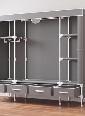 简AYV衣柜家用卧出租纳房用现代经济型简易约布室衣柜子钢管收挂