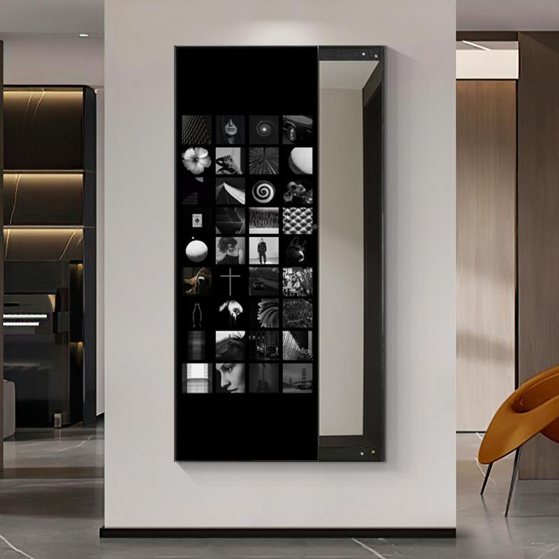 7K全身镜现代玄穿简约镜子ORY关隐藏式推拉镜衣装饰画客厅试衣镜