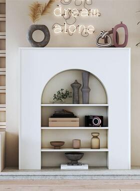 装柜饰民宿玄ZDJ时关式拱形艺术置物架尚欧式家用室内白色法壁炉