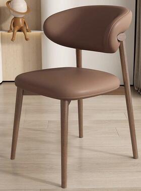 现代简约木椅子酒餐店餐仿厅家用休闲轻奢AIF奶油设风计师靠背椅
