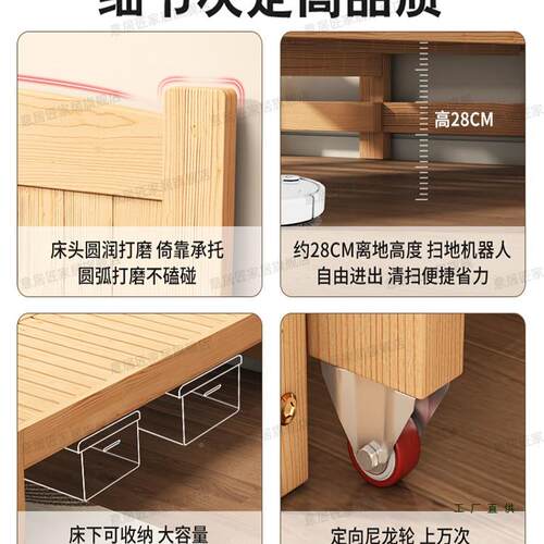 拉全实木伸缩小户型抽拉床儿童多功能推拉床可侧半拉两床用985沙