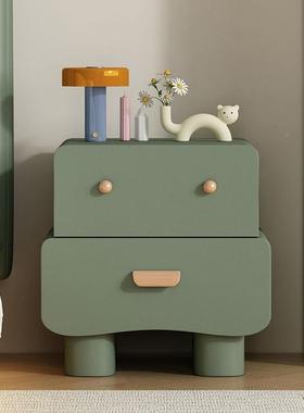 纯RNJ代实床木幻床头柜2025新款奶油风时尚简约现机器人头柜科儿