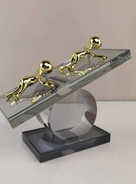 现代轻奢水人物摆件家品居桌面晶软装饰样板展间厅电视LON酒柜工