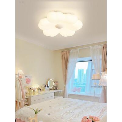 法式MCY奶油风吸室顶灯卧主灯花朵225新LED款儿童房间护眼灯具0花
