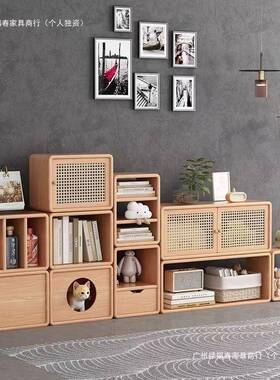实木格GEY物柜厅子卧室收纳置客柜落地简约书架西游组合藤编柜小