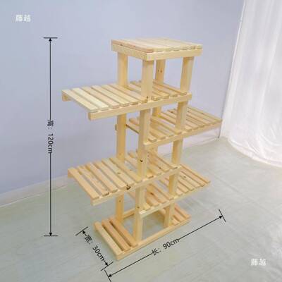 幼儿实架木屋顶造型HTM花多架层落地花盆架木园制室内植物展示收