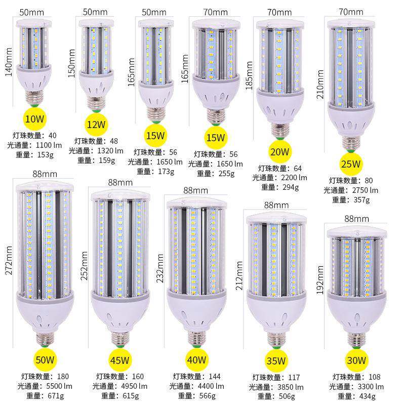 铝材米灯LED节0能灯E27E4铝材玉米螺旋A+庭院灯大功率路灯泡玉节