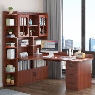 书架学家用组电脑309台式 人桌合一体6实木转角生书桌书柜收藏943