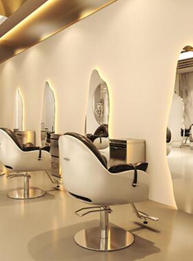 发挂店理镜子网红挂墙美发镜台面异形带灯镜壁式发OCP廊LE单D镜触