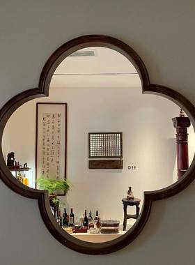 宋式美学木海棠花窗茶色墙饰布置面复古新中式榆装木胡实BBZ桃木