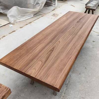 老榆木板实板原木木板吧台面L54645餐桌面板面茶面板桌书桌板